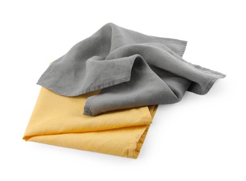 Yellow and grey cloth napkins isolated on white