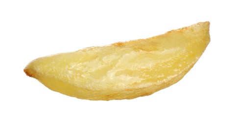 Tasty baked potato wedge isolated on white