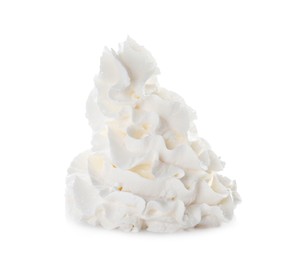 Whipped cream swirl isolated on white background