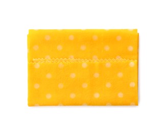 Beeswax food wrap on white background, top view