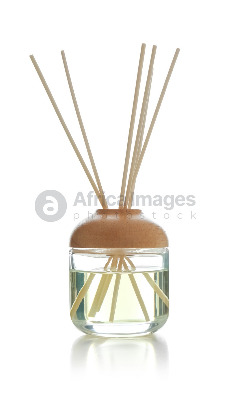 Aromatic reed air freshener isolated on white