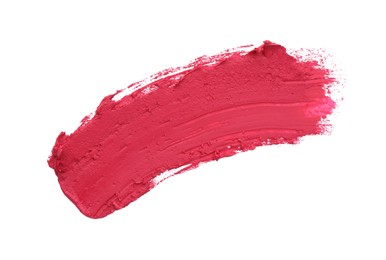 Swatch of lipstick isolated on white, top view