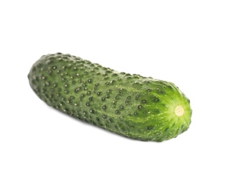 Fresh ripe green cucumber isolated on white