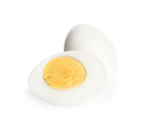Fresh hard boiled chicken eggs isolated on white