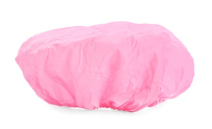 Pink waterproof shower cap isolated on white