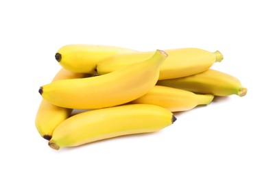Sweet ripe baby bananas isolated on white
