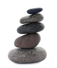 Stack of stones on white background. Harmony and balance concept