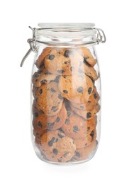 Jar of chocolate chip cookies isolated on white