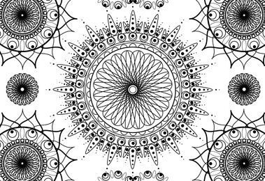 Image of Abstract ornaments on white background, illustration. Coloring page