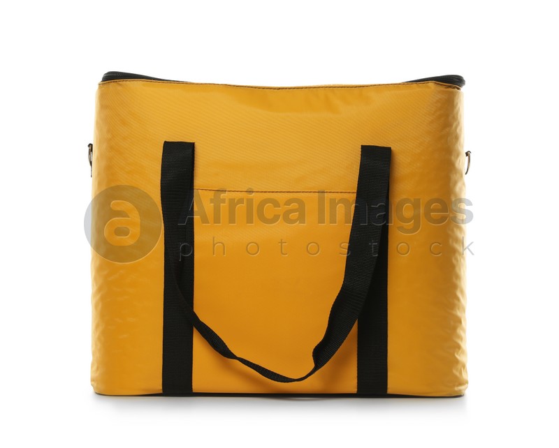 Modern yellow thermo bag isolated on white