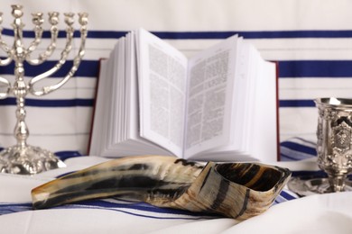 Shofar and other Rosh Hashanah holiday symbols