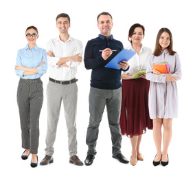 Image of Group of different teachers on white background