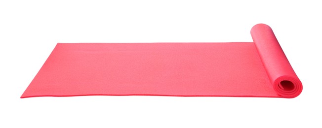 Bright pink camping mat isolated on white