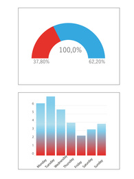 Different colorful graphs with statistic information. Illustration 