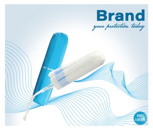 Tampons on color background. Mockup for your brand 