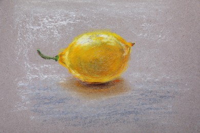 Pastel drawing of lemon on light background