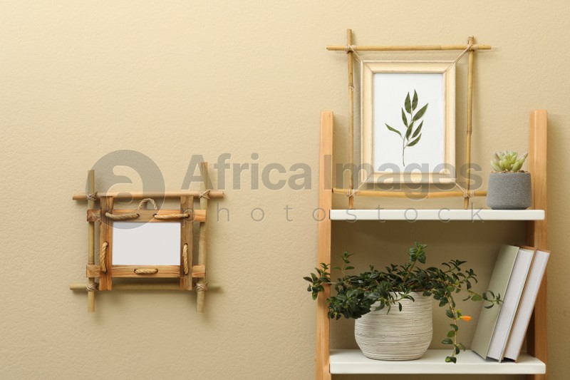 Bamboo frames and different decor elements indoors