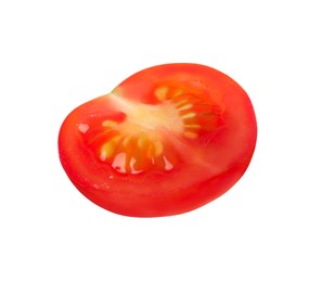 Photo of Half of fresh ripe tomato isolated on white. Healthy vegetable