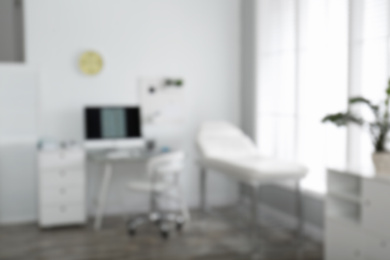 Blurred view of modern medical office. Doctor's workplace