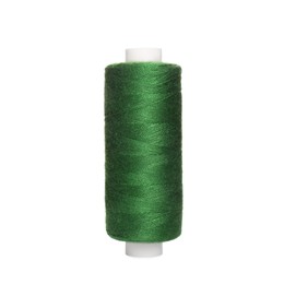 Spool of green sewing thread isolated on white