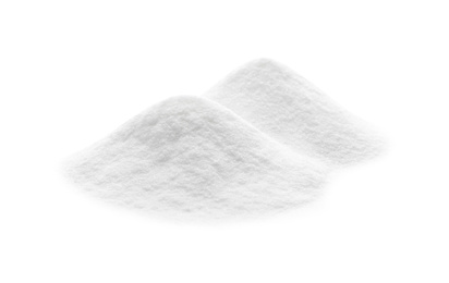 Piles of baking soda isolated on white