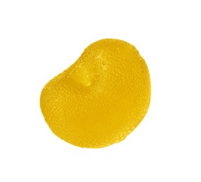 Delicious yellow gummy cherry candy isolated on white
