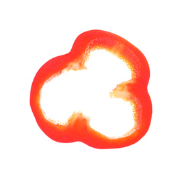 Slice of ripe bell pepper isolated on white