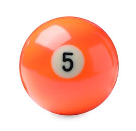 Billiard ball with number 5 isolated on white