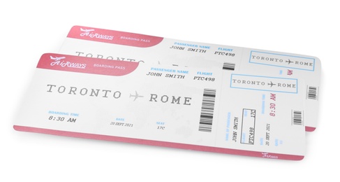 Tickets isolated on white. Travel agency concept