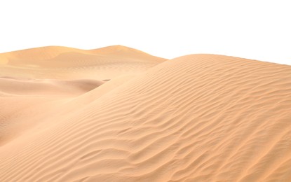 Sand dunes on white background. Wild desert 