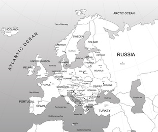 Image of Political map of western Europe. Black and white illustration