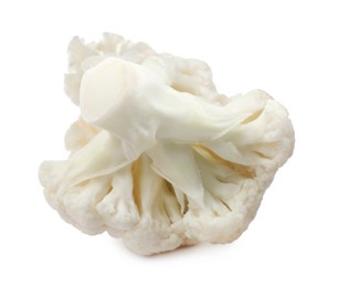Photo of Cut fresh raw cauliflower on white background