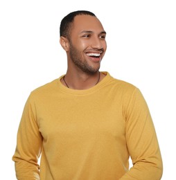 Photo of Portrait of smiling African American man on white background