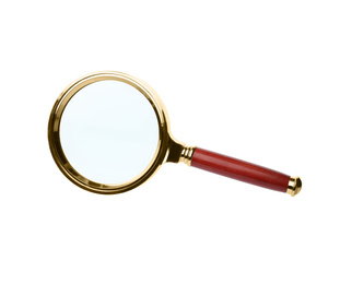 Stylish classic magnifying glass isolated on white