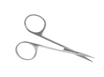 Pair of nail scissors on white background