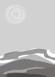 Illustration of Beautiful abstract landscape in different shades of grey color