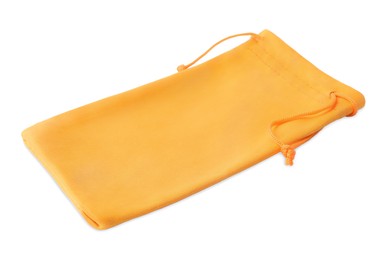 Orange cloth sunglasses bag isolated on white