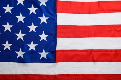 American flag as background, top view. National symbol of USA