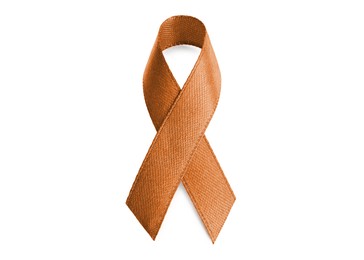 Image of Brown ribbon isolated on white. World Cancer Day
