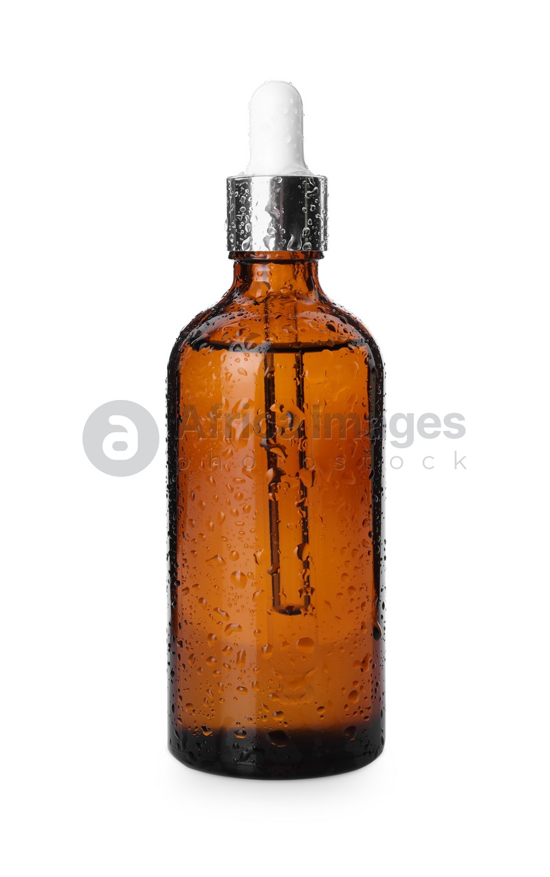 Bottle of hydrophilic oil isolated on white