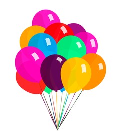 Bunch of colorful balloons on white background. Vector illustration