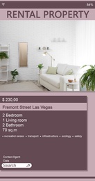 Image of Property search agency application. Rental information: photo of living room and details