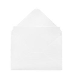 Simple paper envelope with blank card isolated on white
