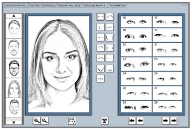 Facial composite software for reconstructing suspected person's face