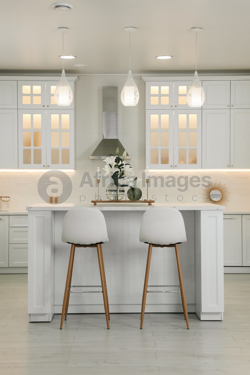 Luxury kitchen interior with new stylish furniture