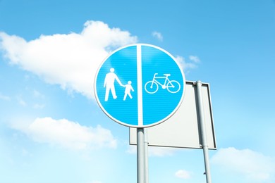 Traffic sign Compulsory Track For Pedestrians and Bicycles on city street