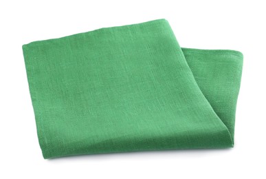 One green kitchen napkin isolated on white