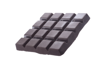 Tasty dark chocolate bar isolated on white