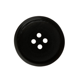 Black plastic sewing button isolated on white
