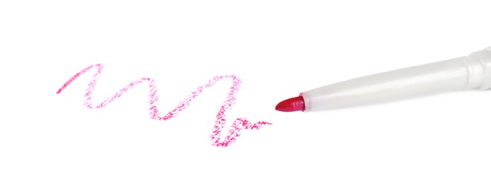 Bright lip liner stroke and pencil on white background